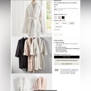 Pottery Barn, Ivory Teddy Bear Women’s Bathrobe. Size XL